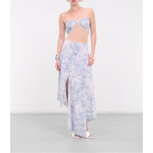 RARE IOANNES Blue & White Floral Bandeau Top and Shawl Skirt Set